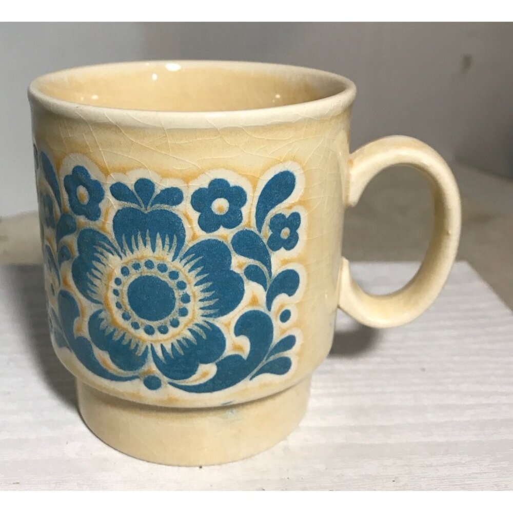 Ceramic Mug With Blue Floral Design Made in England Vintage